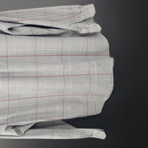 Stone Work Vintage Men's Navy White Red Plaid Button Down Dress Shirt - Picture 9 of 14